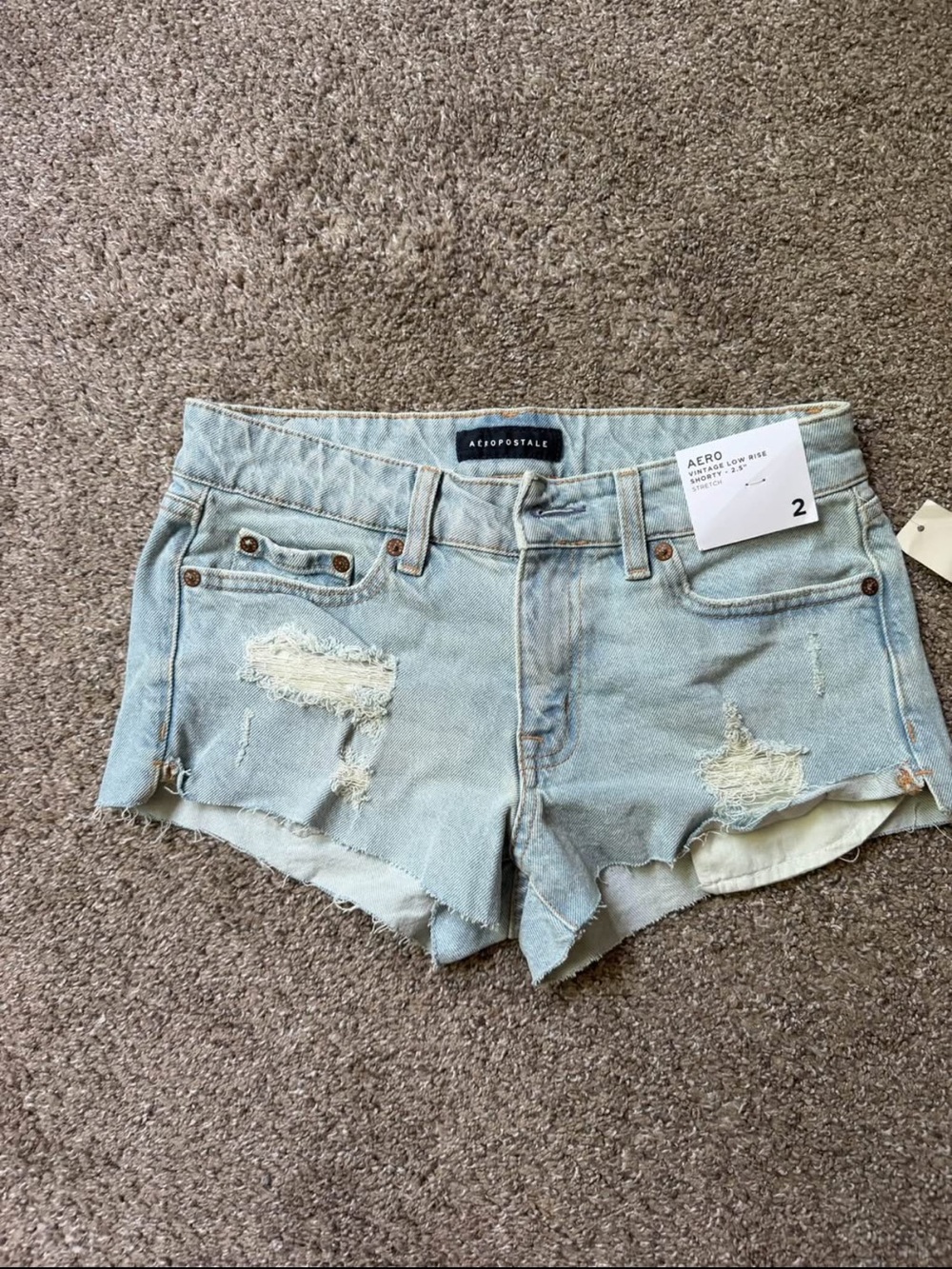 Aeropostale Light Wash Distressed Denim Cutoff Shorts